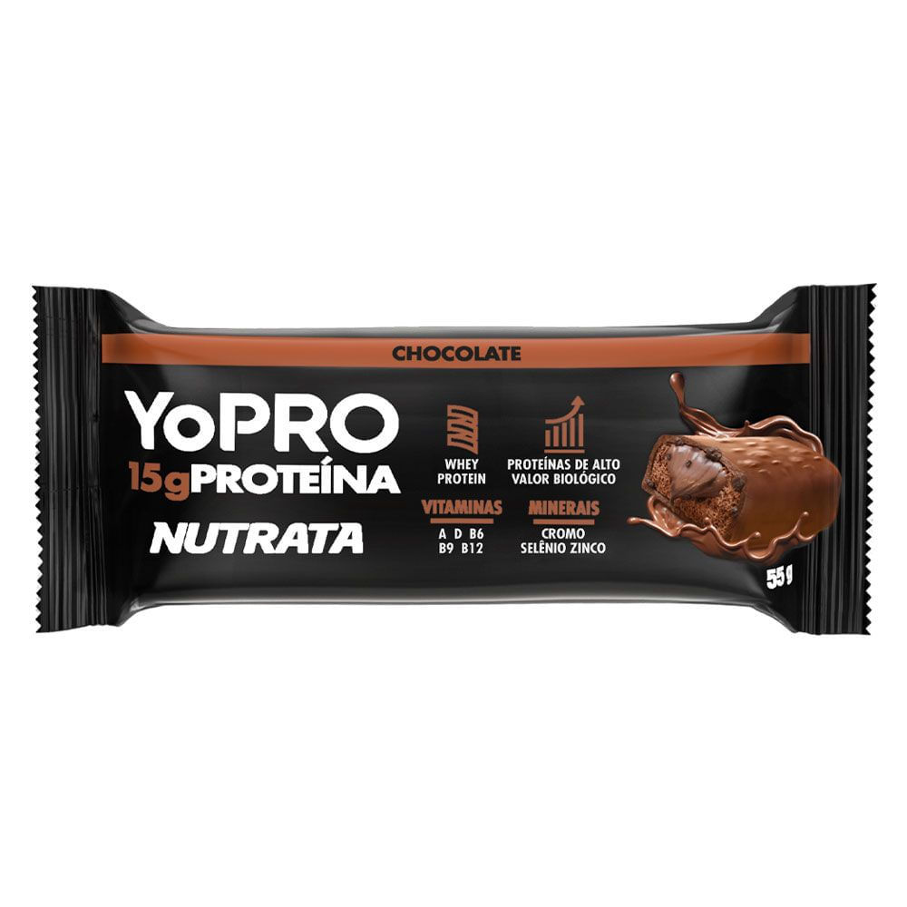 Barra de Proteína YoPro 15g de Proteína Nutrata Chocolate 55g em Oferta na Shopee