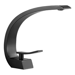 Torneira Banheiro Monocomando Cascata Curva Preto Premium