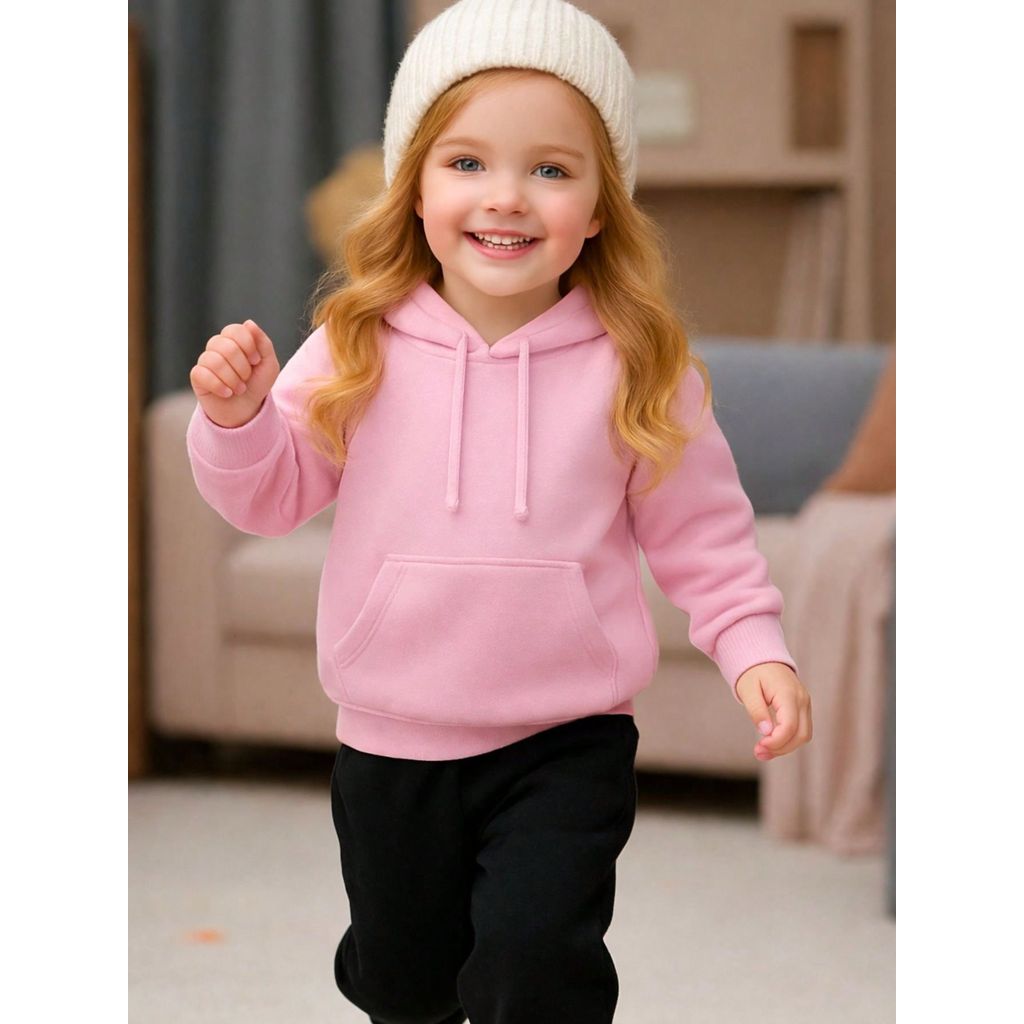 Conjunto Moletom Infantil Flanelado Blusa de Frio Casual Canguru + Calça Blusao Liso Com Capuz