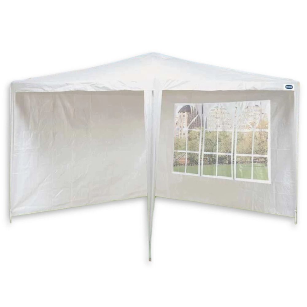 Tenda Gazebo Barraca Praia 3x3 M de Encaixe em Ráfia Branca com 2 Paredes em Ráfia Branca