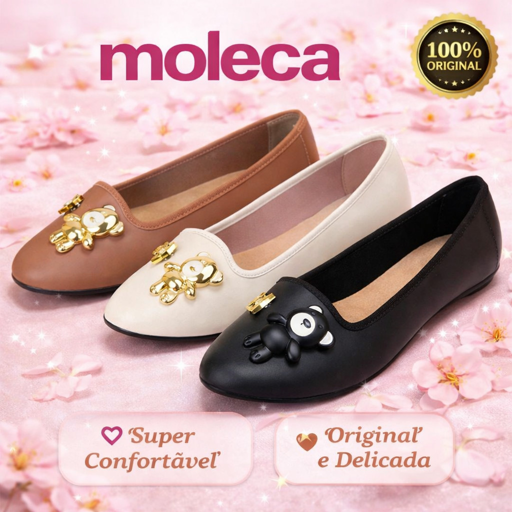 Sapatilha 5726-145 Feminina Moleca Original Confortável Calce Fácil Aplicação Macia Casual