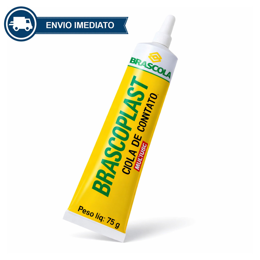 Cola de Sapateiro Brascoplast 17g 75g Sem Toluol Contato Couro MDF Borracha Madeira Resistência Água