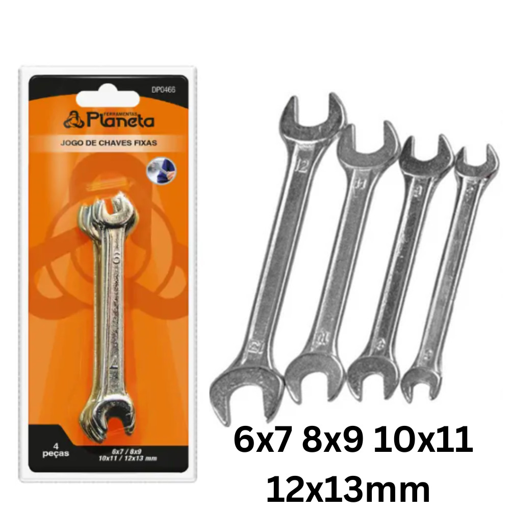 Kit Jogo de Chave Fixa 6 a 13mm 4 peças