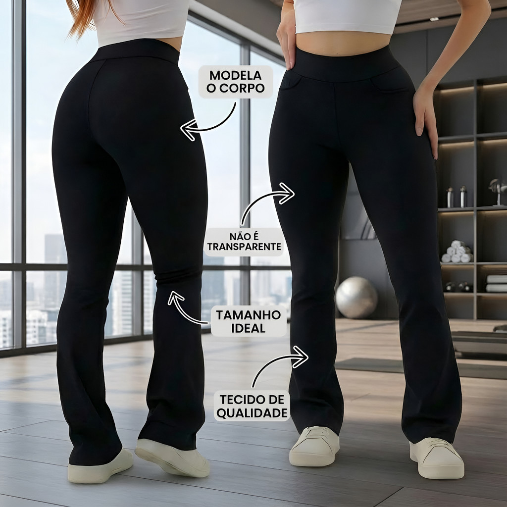 Calça Legging Flare Bailarina K2b Boca De Sino Cintura Alta