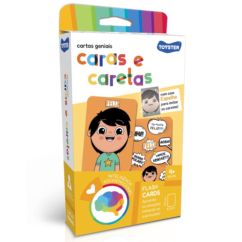 JOGO DE CARTAS CARAS E CARETAS TOSYTER BRINQUEDO EDUCATIVO EMOÇÕES CRIAR EXPRESSÕES EDUCATIVO CARDS