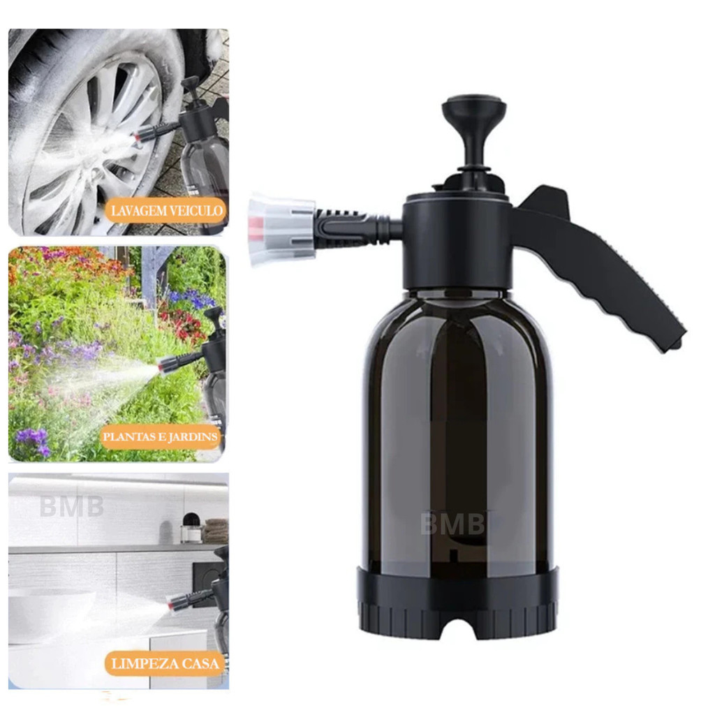 Borrifador Pulverizador Pressurizado 2 Litros 3 Bar – Pulverizador Multiuso para Carro, Jardim e Limpeza