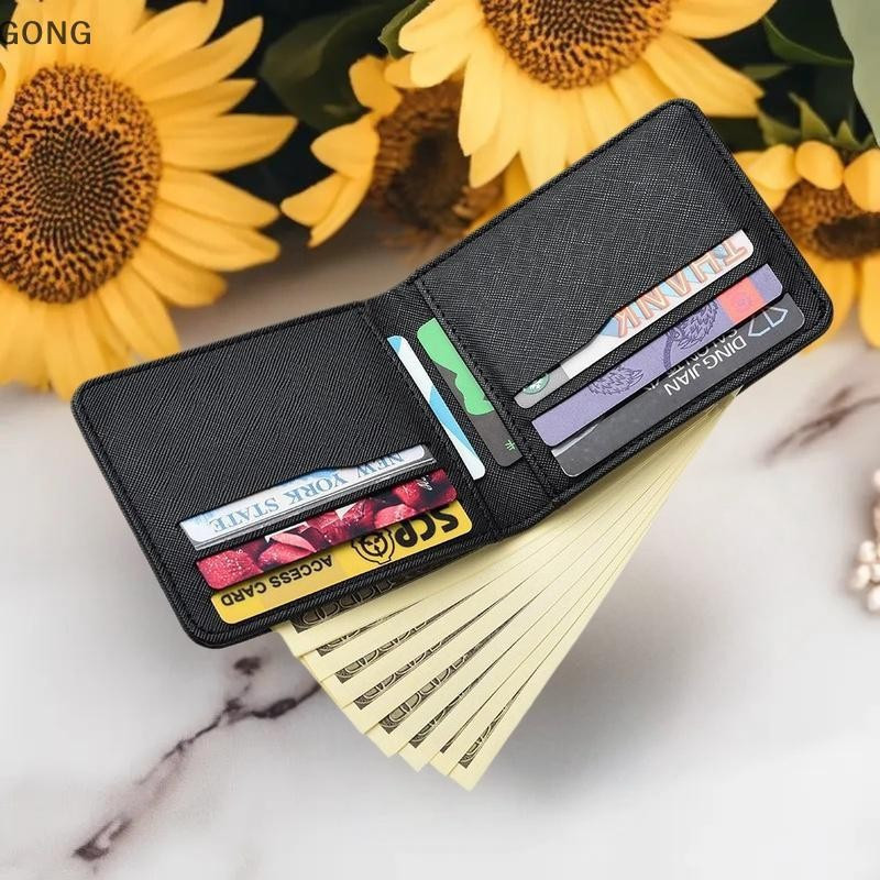 [BI] Carteira Vintage Simples De Couro PU Cor Sólida Bolsa De Moedas Curta Porta Cartão Masculino Sacos De Armazenamento