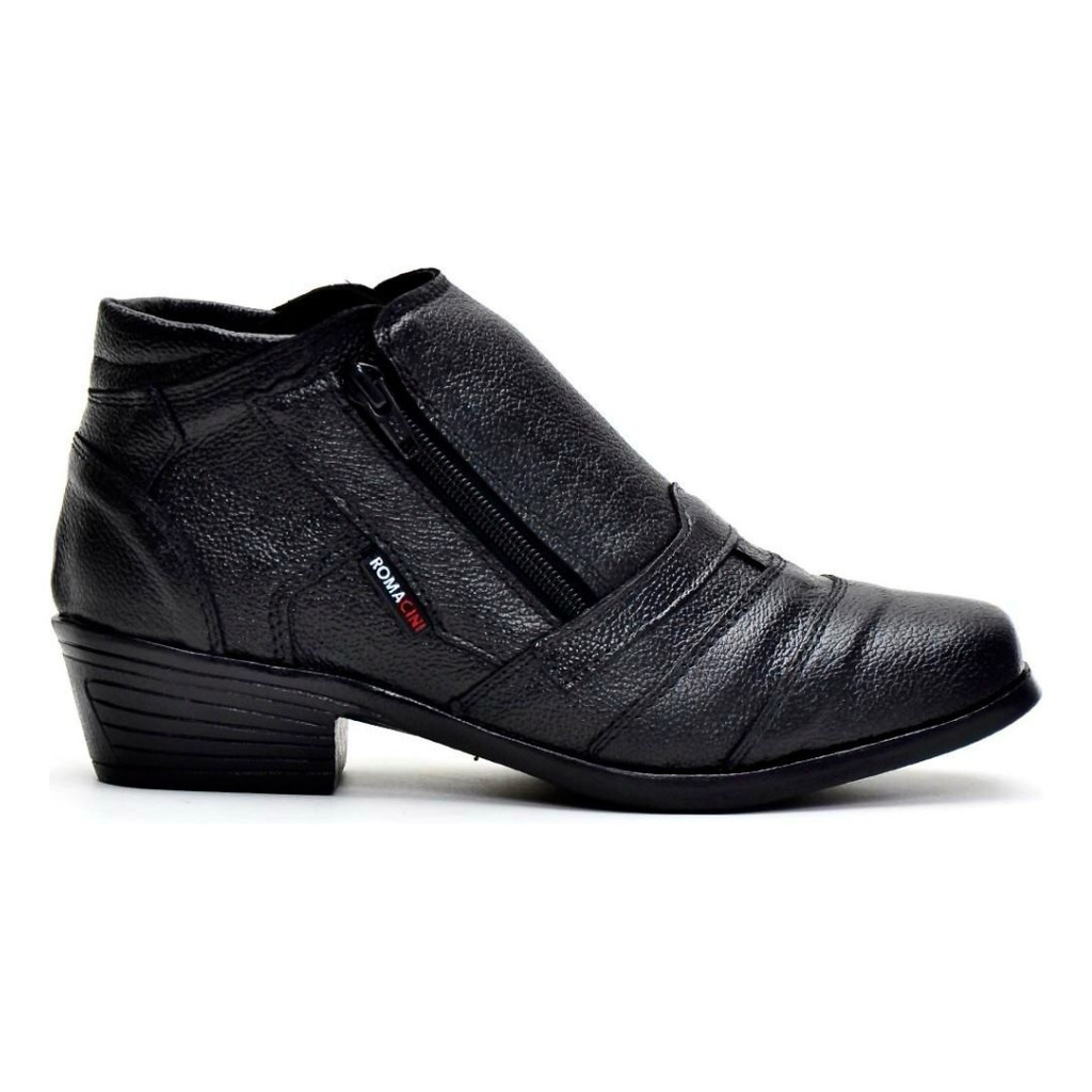 Bota Social Masculina Reforçada Couro Premium Legitimo Botinha Elegante Confortável Ziper Romacini Original Promoção