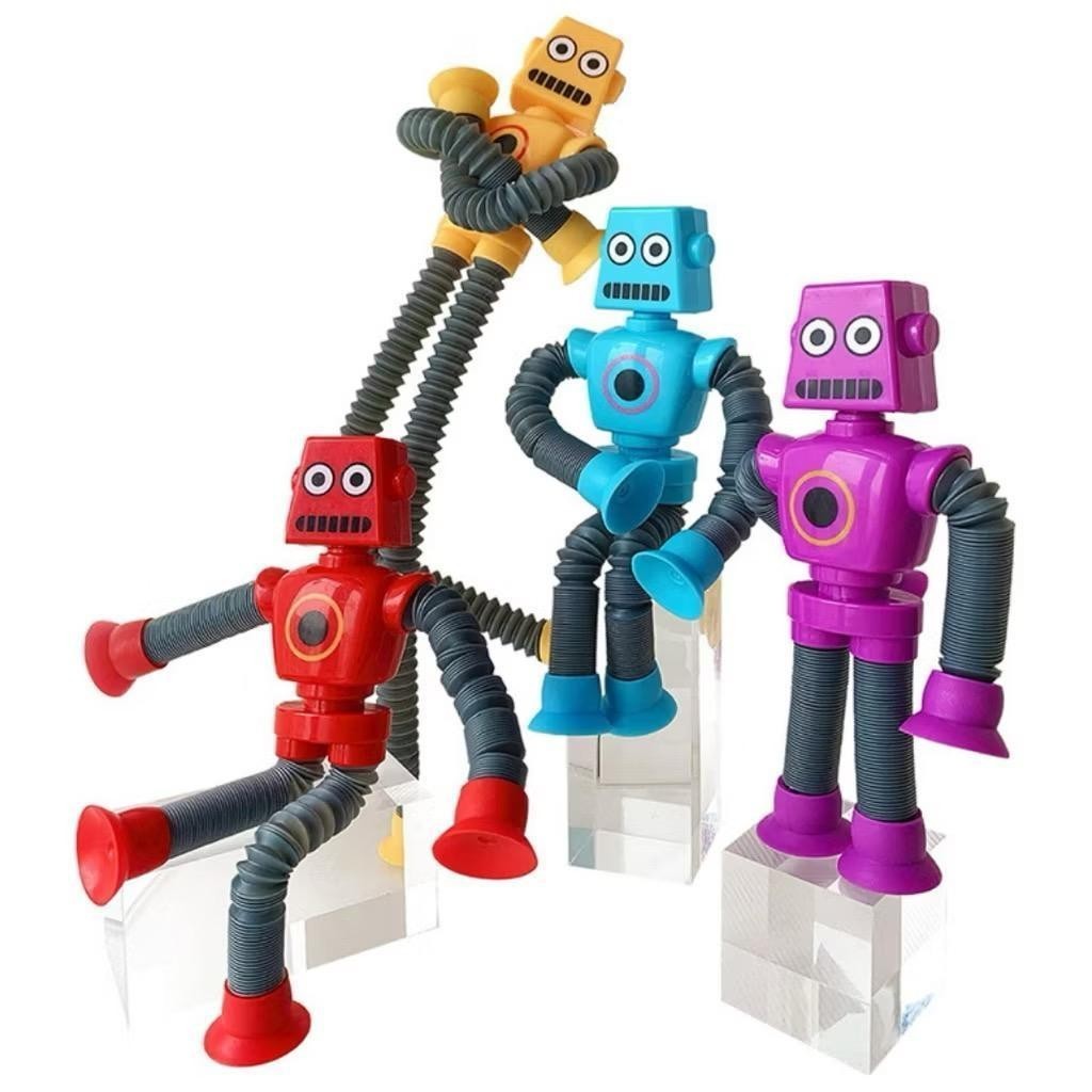 Robô Cartoon Tubo Telescópico Fofo Descompressão Design Criativo Brinquedo lina_bolsas_shop