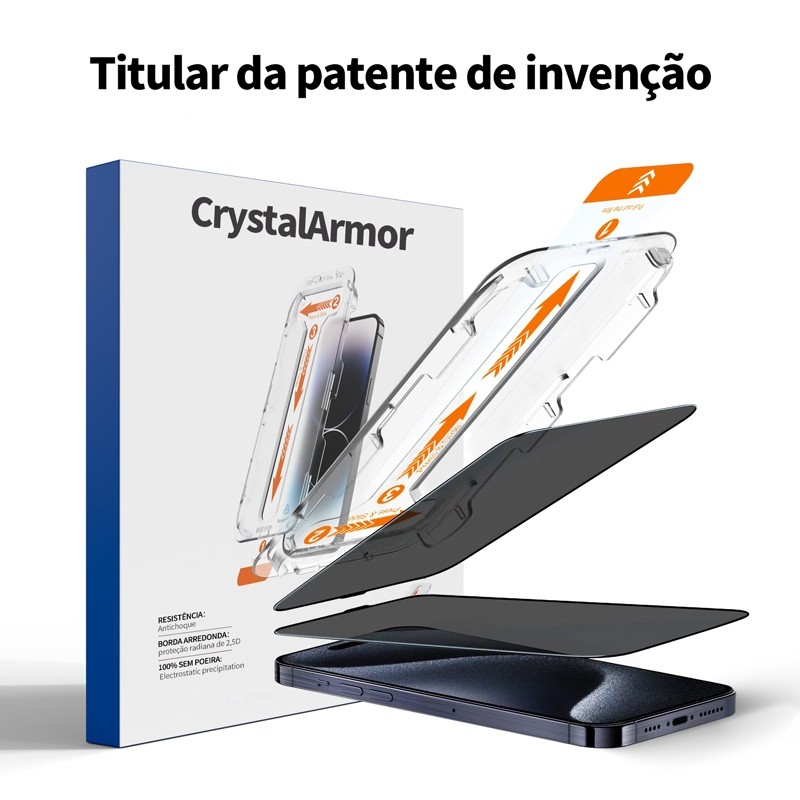 Kit com 2 Película 3d  9H Privacidade Aplicador iPhone17 Pro Max 16/15/14/13/12/11/XR/XS/X