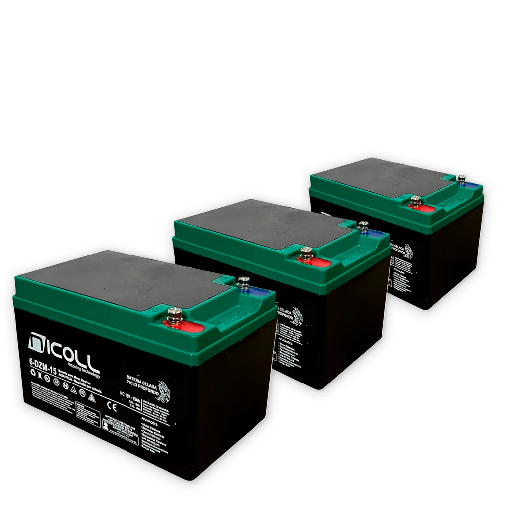KIT 3 BATERIAS NICOLL 12V 16AH em Oferta na Shopee
