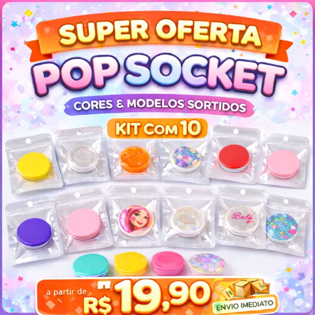 Pop Socket Suporte Celular Kit 3 6 10 Unidades Cores Sortidas Envio Aleatório