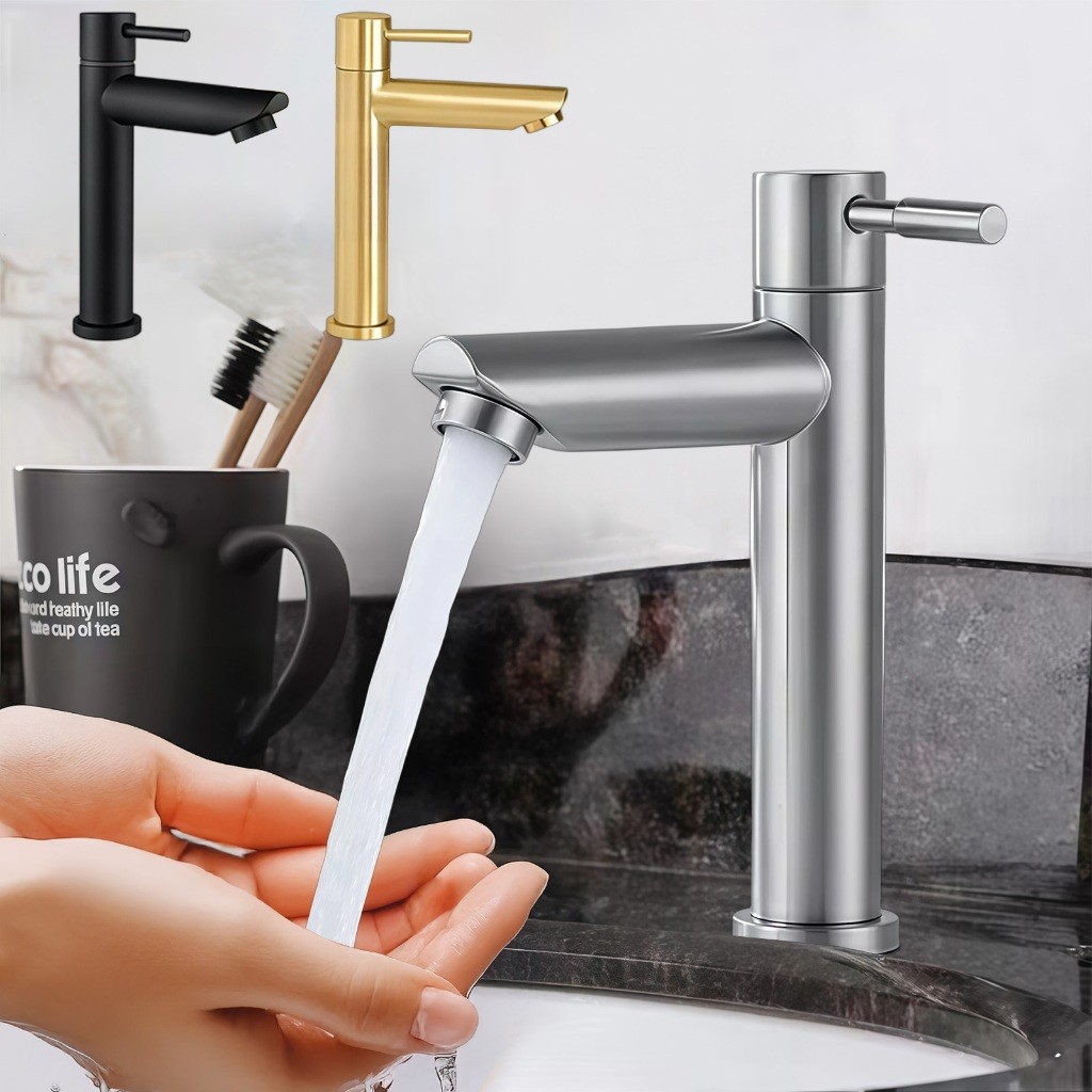 Torneira Inox 304 Para Banheiro Cozinha Metal Bancada Torneira Fria Simples Para Pia Lavatório em Oferta na Shopee
