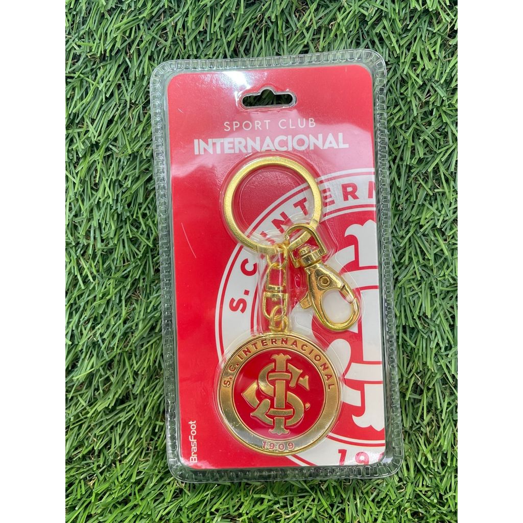 Chaveiro Oficial Time Escudo Internacional Dourado Fecho Mosquetão Chave Carro Presente Premium