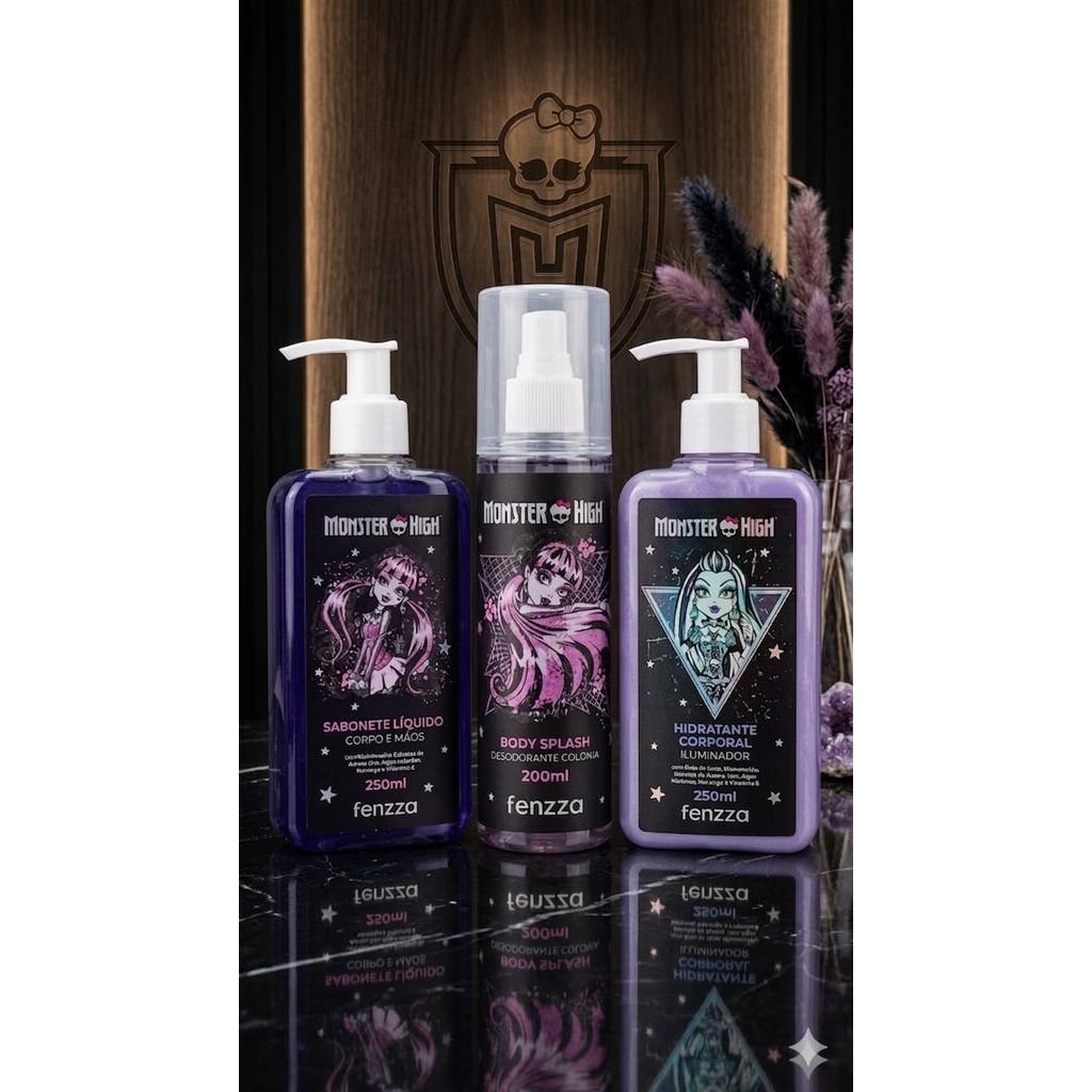 Linha De Cuidados Skin Care Monster High - Fenzza kit body sabonete hidratante