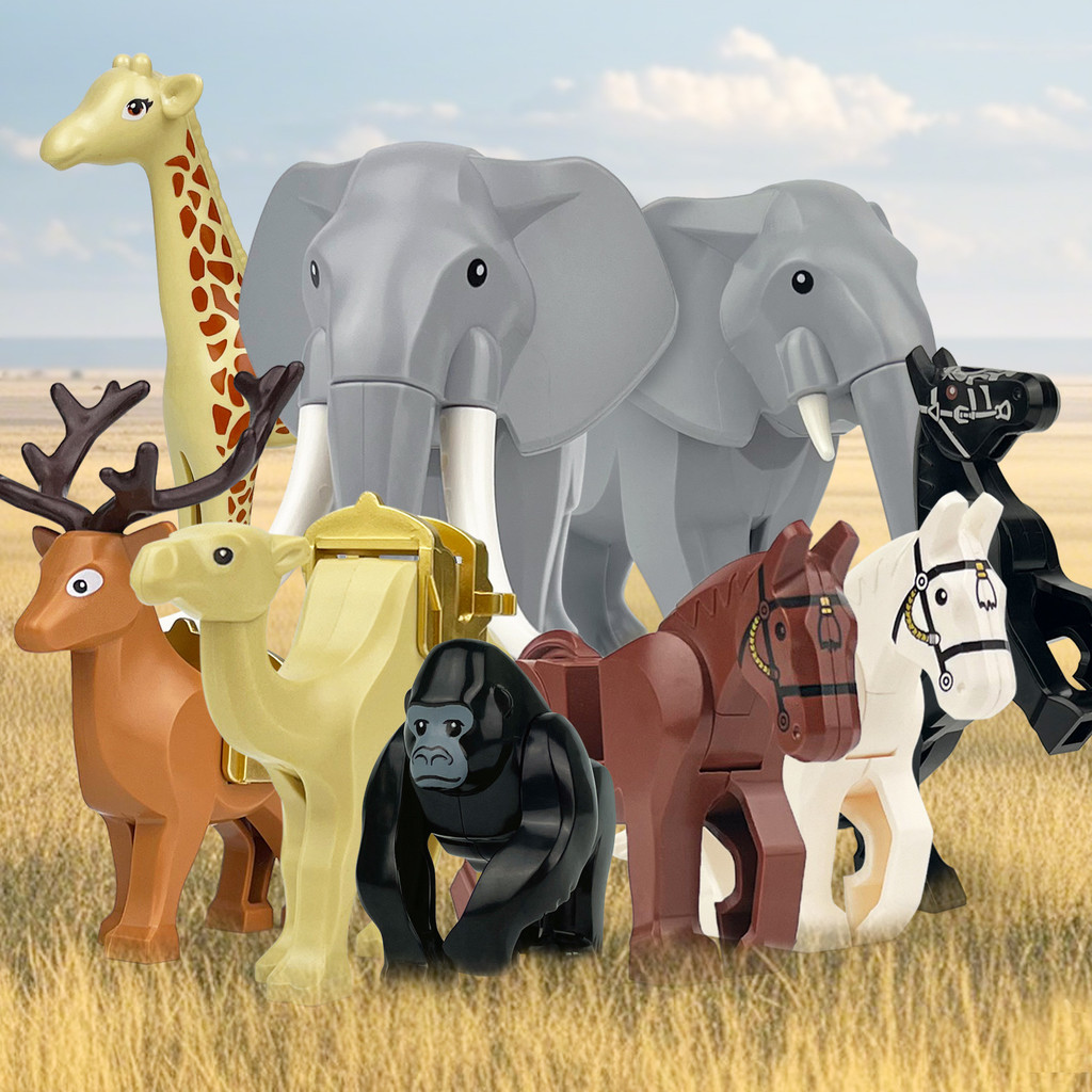 Blocos De Construção De Partículas Pequenas Montam Brinquedo 10 Estilos Modelos De Animais Africanos Com Elefante Cavalo