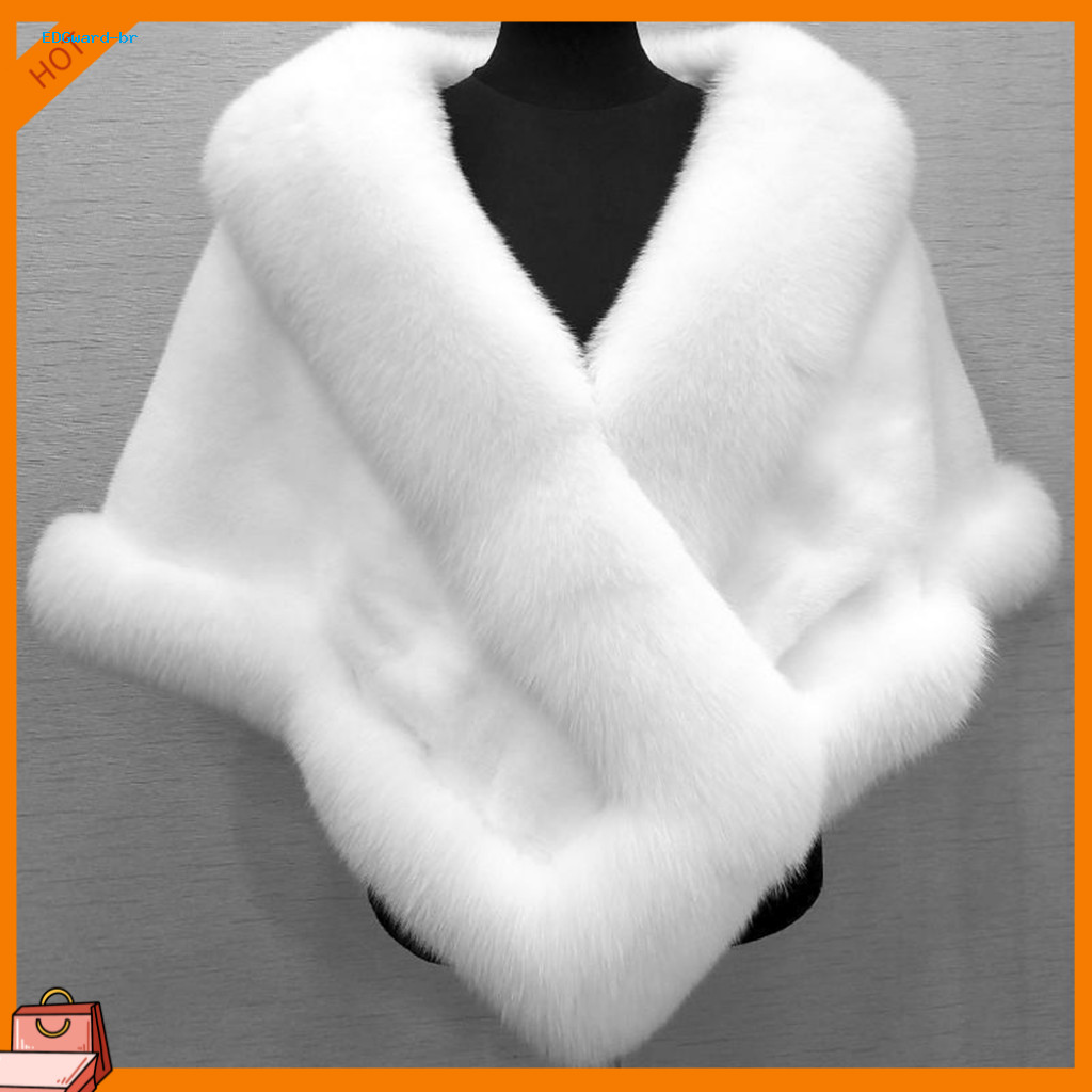 Engrossado Quente Cor Sólida Fofo Capa Casaco Feminino Inverno Falso Vison Pele De Raposa Xale