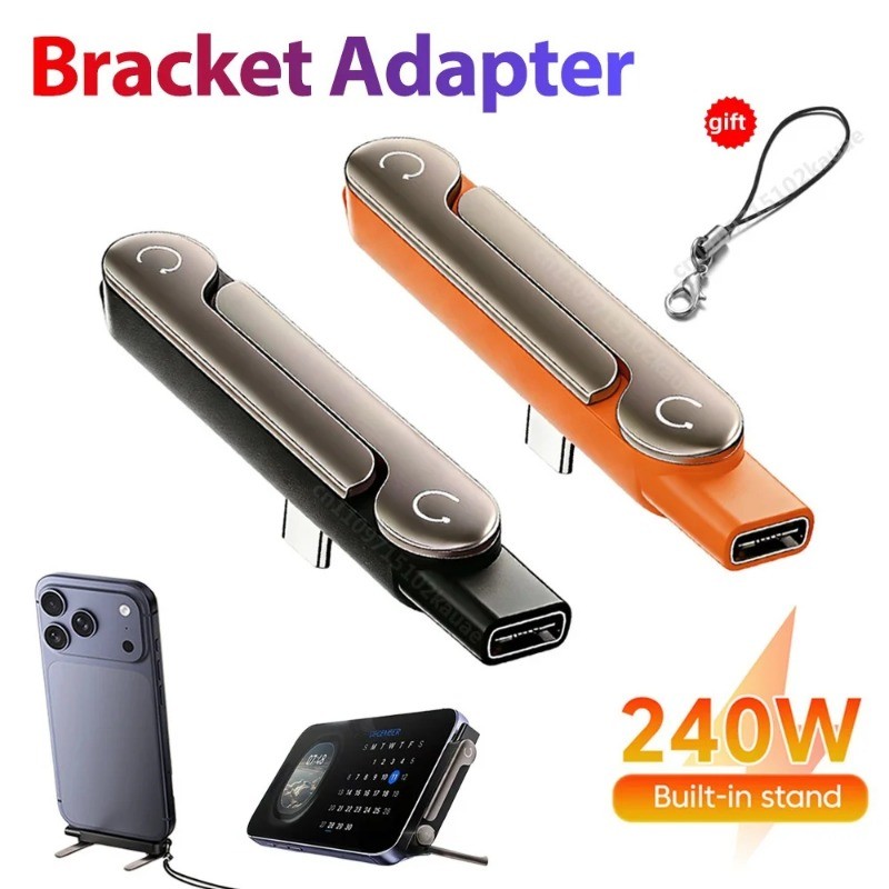 Adaptador De Suporte De Carregamento De Telefone Tipo C 240W Rápido OTG Macho Para Conversor Fêmea USB-Com Dobrável