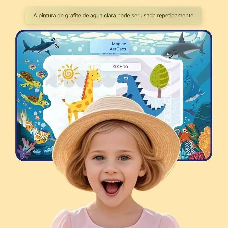 Tapete De Desenho De Água Brinquedo Doodle Placa De Pintura Infantil Com 3 Canetas e Carimbos Mágicas Educativo Click