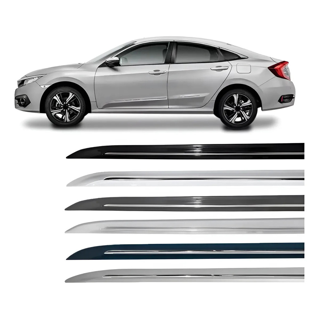 Friso Lateral Civic G10 2017 2018 2019 2020 Novo Modelo Branco Taffeta Sólido