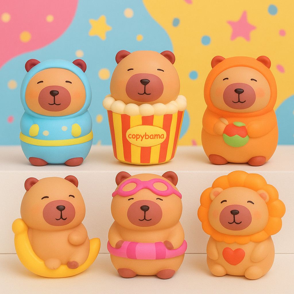 Kit 6 Capivaras Squishy Antiestresse Brinquedo Macio Divertido Capybara Coloridas Colecionáveis ortidas