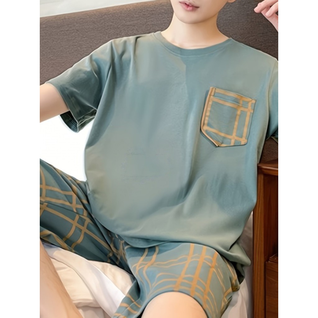 Imagem Meninos legal Shorts de manga curta Loungewear terno solto confortável exterior Wearable de duas peças
