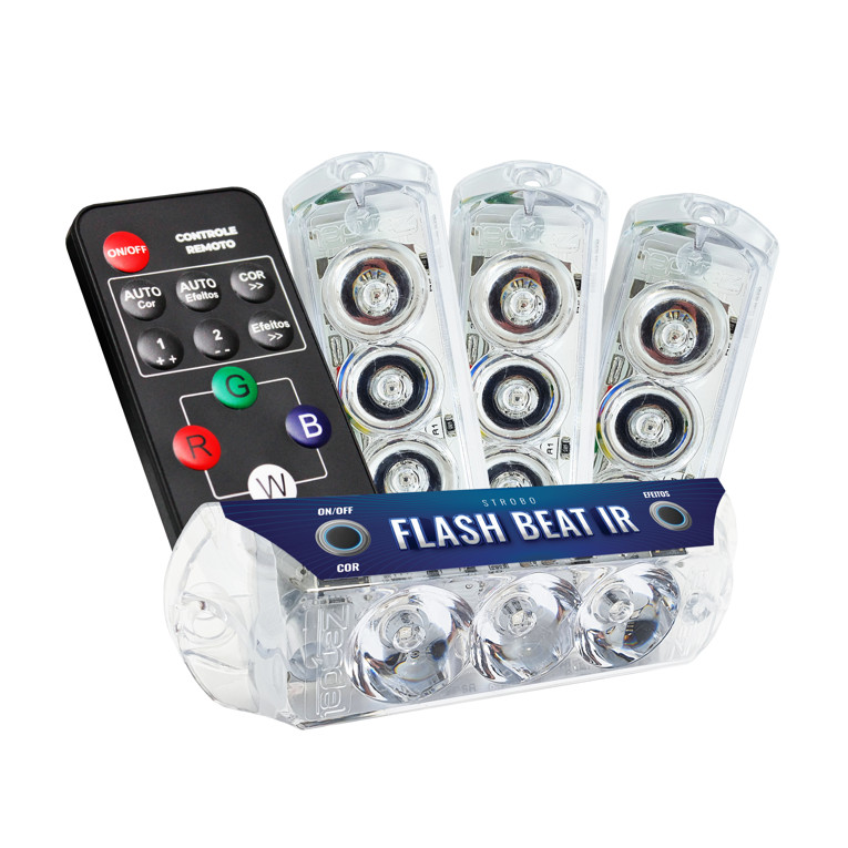 STROBO FLASH BEAT COM 4 FAROIS E CONTROLE REMOTO IR ZENDEL — imagem 2 de 2