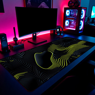 Mouse Pad Gamer Mapa Topográfico 65x30cm 80x40cm 90x50cm 120x60cm Borda Costurada