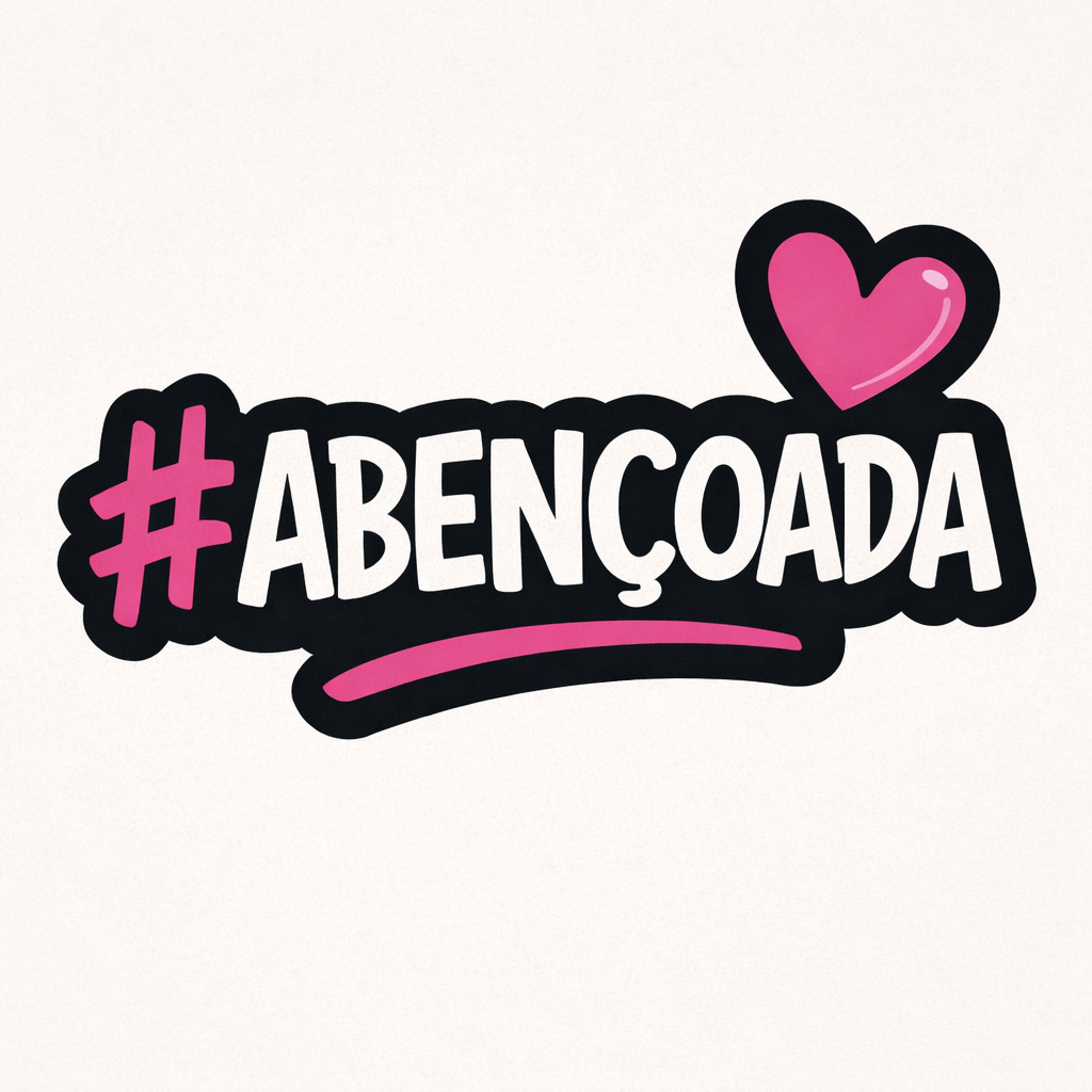 ADESIVO Hashtag abençoada com coração rosa 13 cm