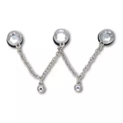 Jibbitz™ Corrente de Prata Com Tripla Pedras SMT Único