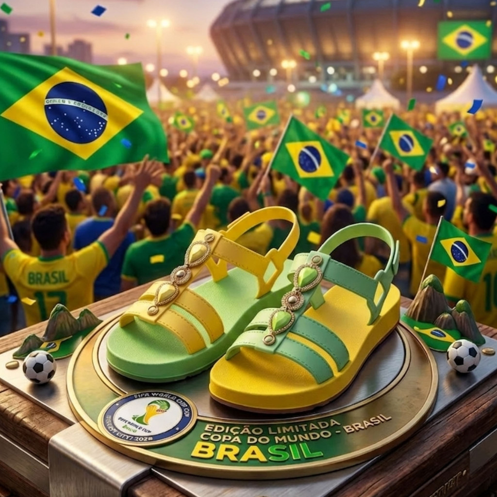 Papete Copa do Mundo 2026 Brasil, sandalia feminina