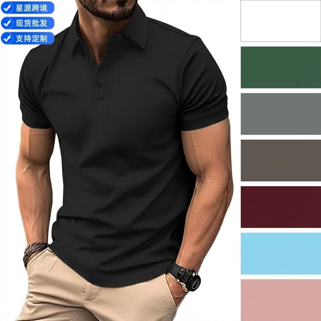 Europeu americano comércio exterior 2026 verão AliExpress Amazon polo camisa cor sólida masculina Casual esportes camisa