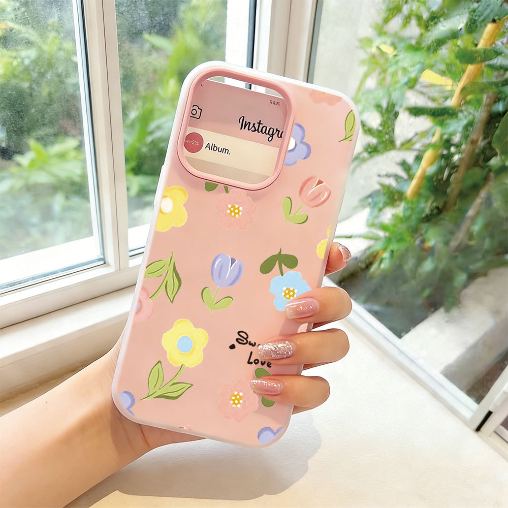 Capa Glitter Para Samsung S26 Ultra S25 S24 Plus S23 FE S22 S21 S20 A17 A07 A06 A15 A16 A56 Pastel Pequenas Flores