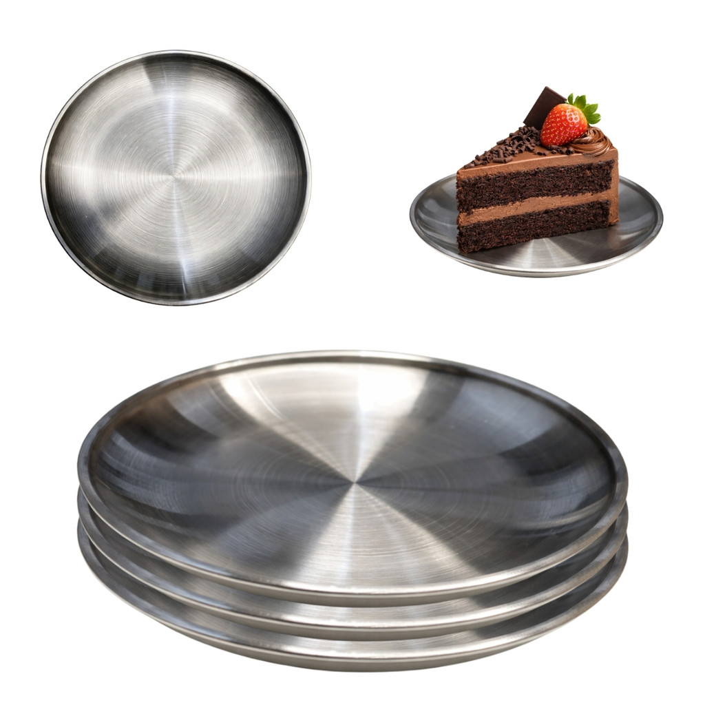 Kit 3 Pratos Inox 14cm Utilidades Domésticas Cozinha
