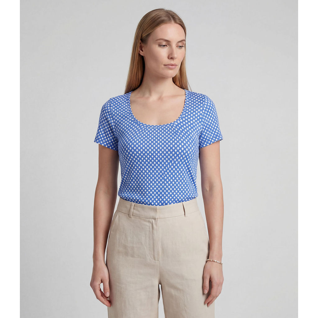 Blusa Feminina em Malha Visco Infinita Cor Azul em Oferta na Shopee