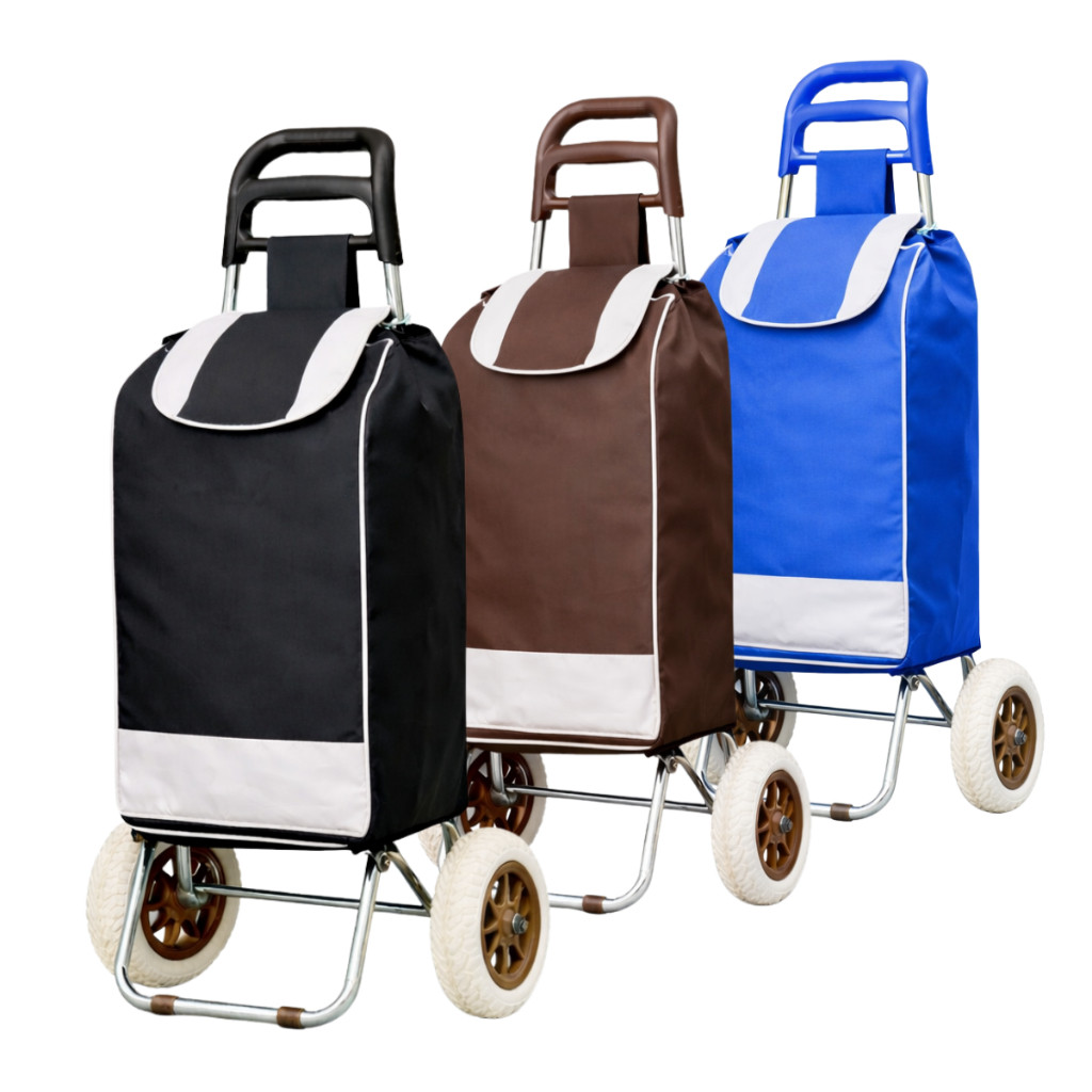 Carrinho de Compras com Rodas Dobrável Reforçado Bolsa Impermeável Multiuso 30kg