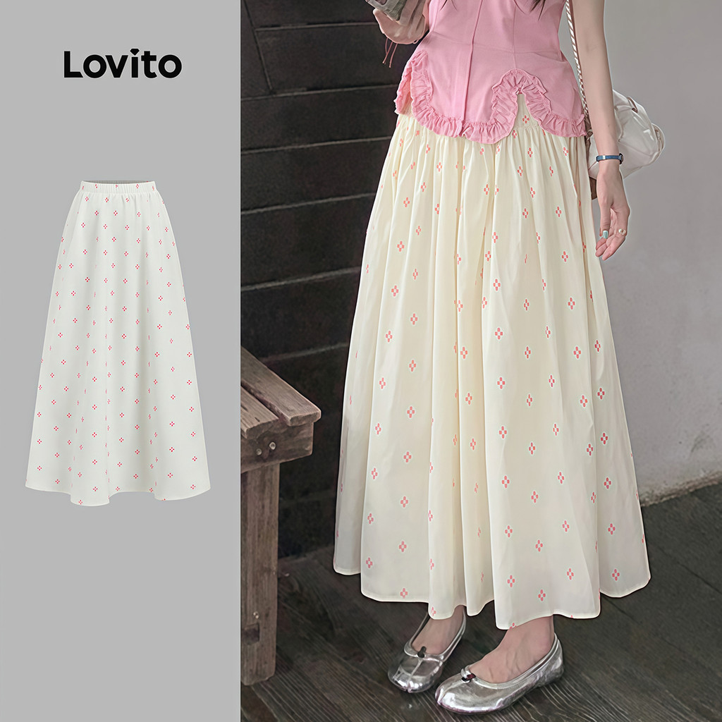 Lovito Saias Fofas Lazer Estampa Primavera/verão Saias para Mulheres L179AD308