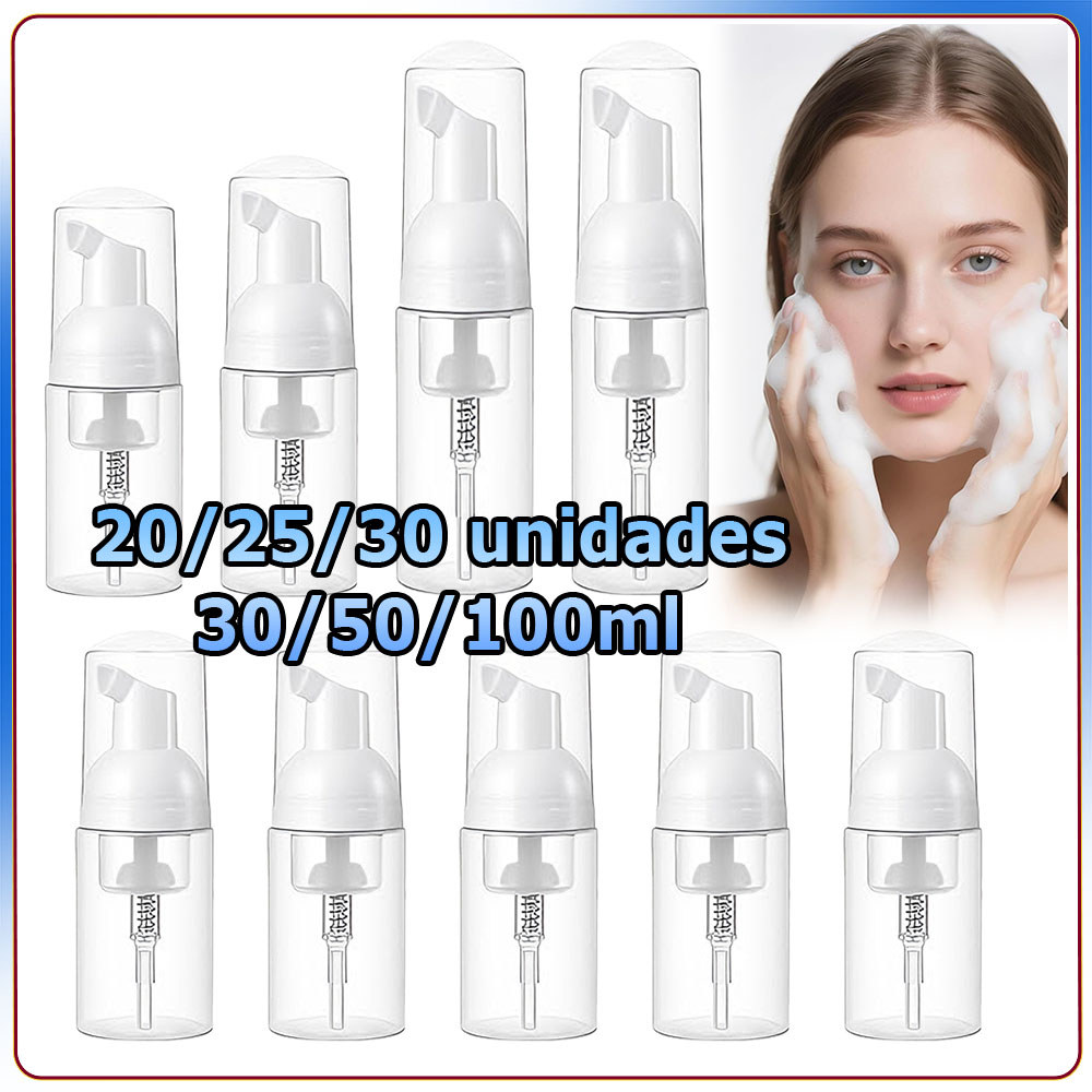 20/25/30 Frascos com bomba de espuma de plástico frascos de espuma recarregáveis adequados para limpeza viagem cosmético