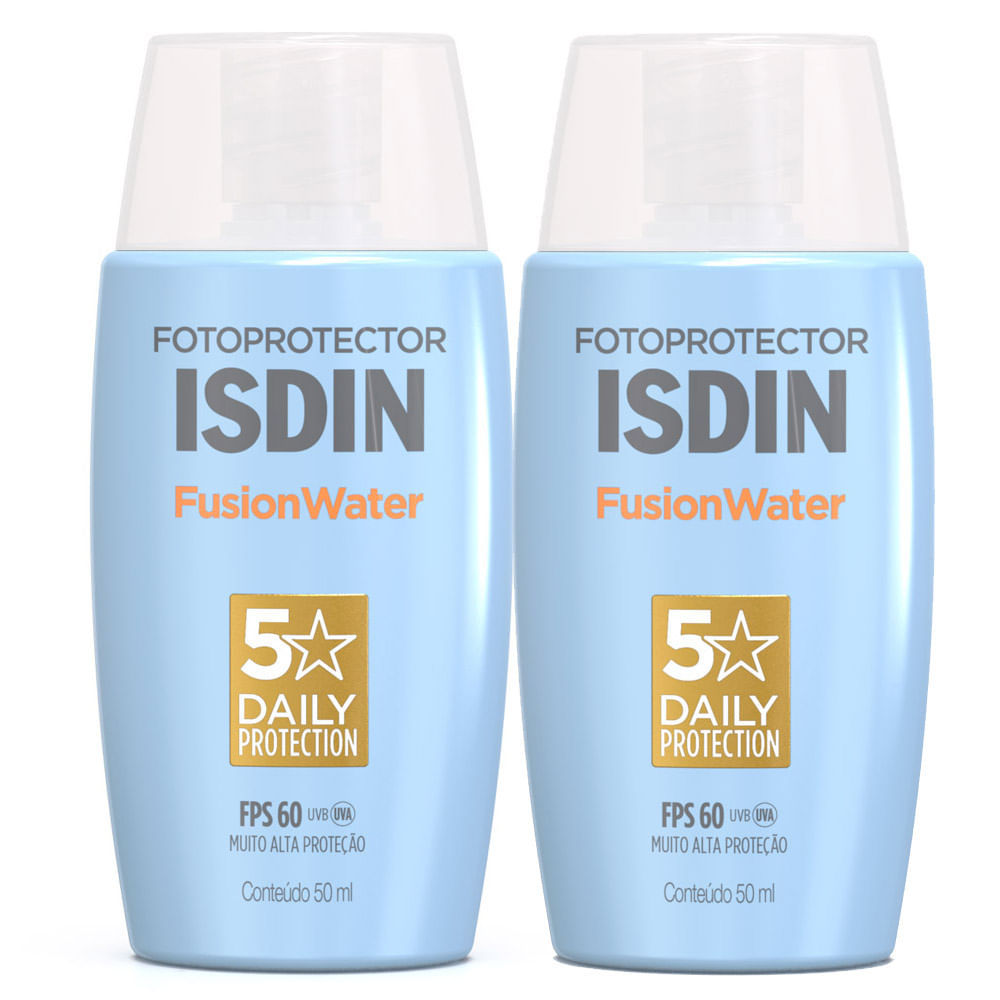 Kit 2 Protetor Solar Isdin Fusion Water 5 Stars Oil Control FPS 60 50ml