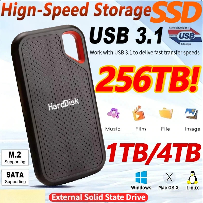 Disco Rígido Externo SSD Portátil De 2TB , Unidade De Estado Sólido De Alta Velocidade De 1TB , Maciço De 128TB , USB3.2