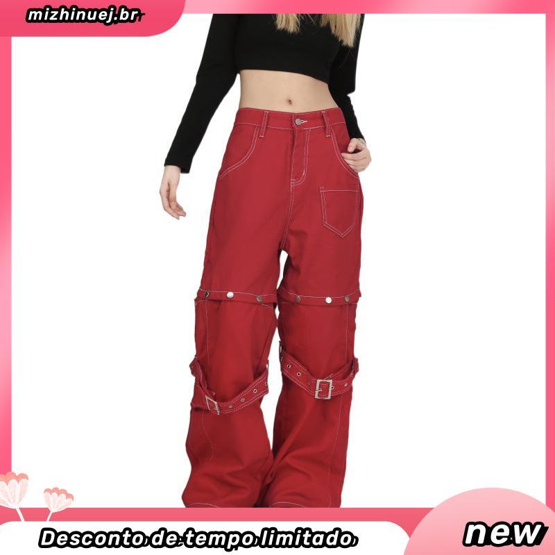 Wanshixing americano Retro destacável Jeans feminino pequeno Design calças casuais macacão fino calças compridas