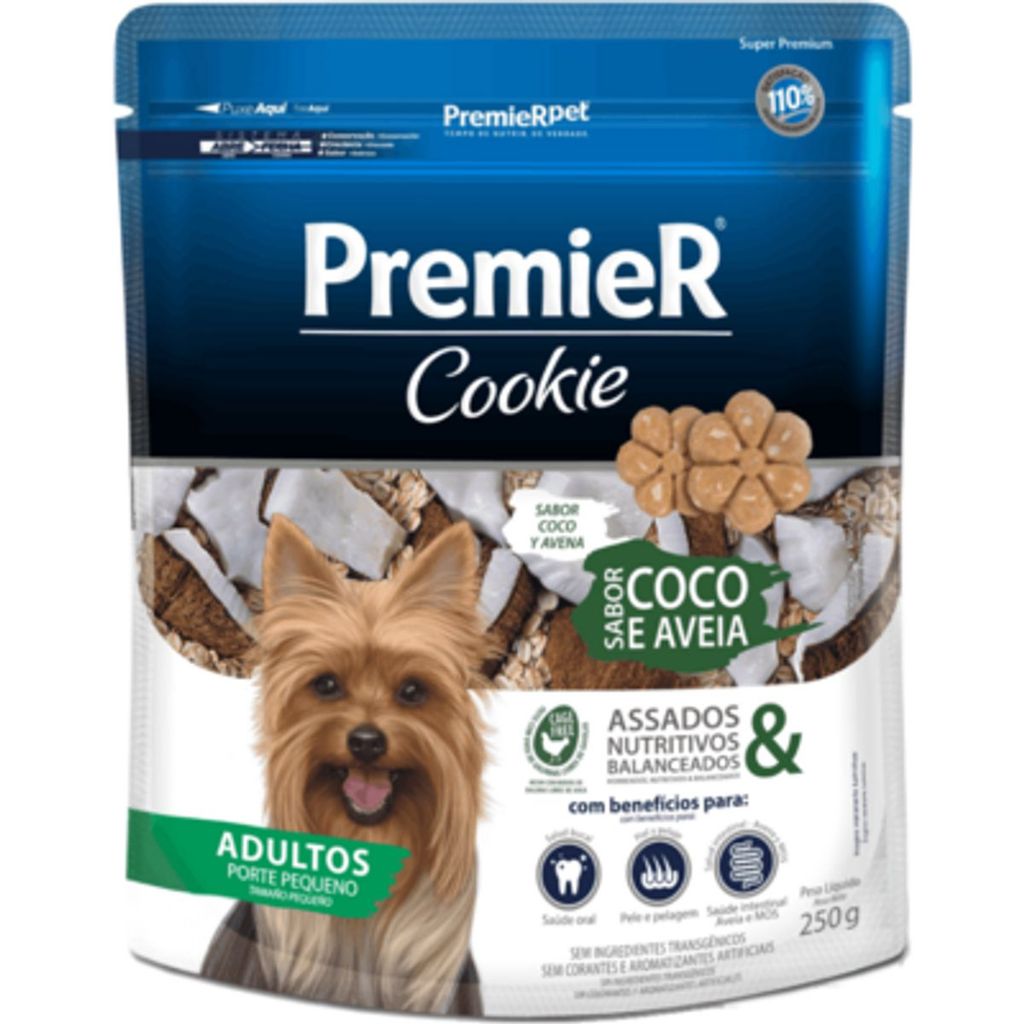 Biscoito Premier Cookie  Cães Adultos Peq Coco e Aveia 250g