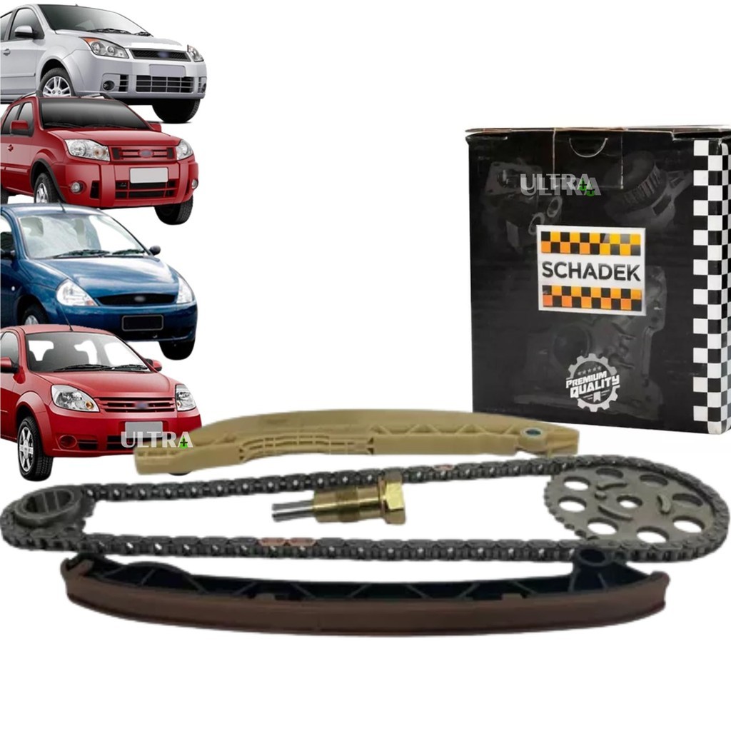 Kit Distribuição Corrente Completo Motor para Ford Zetec Rocam Fiesta / Courier / Ecosport / Ka / Focus - 1.0 1.6 Zetec