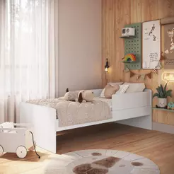 Cama Infantil Montessori de Solteiro 188x88 cm em MDP com Protetor Lateral e Cantos Arredondados