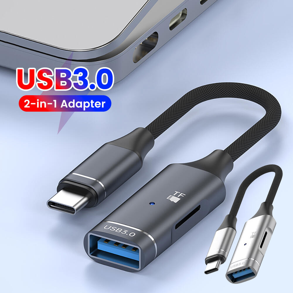 Elough 2 Em 1 USB3.0 Type C OTG Cabo Adaptador Leitor De Cartão TF Para Celular Conversor USB Macho De Alta Velocidade
