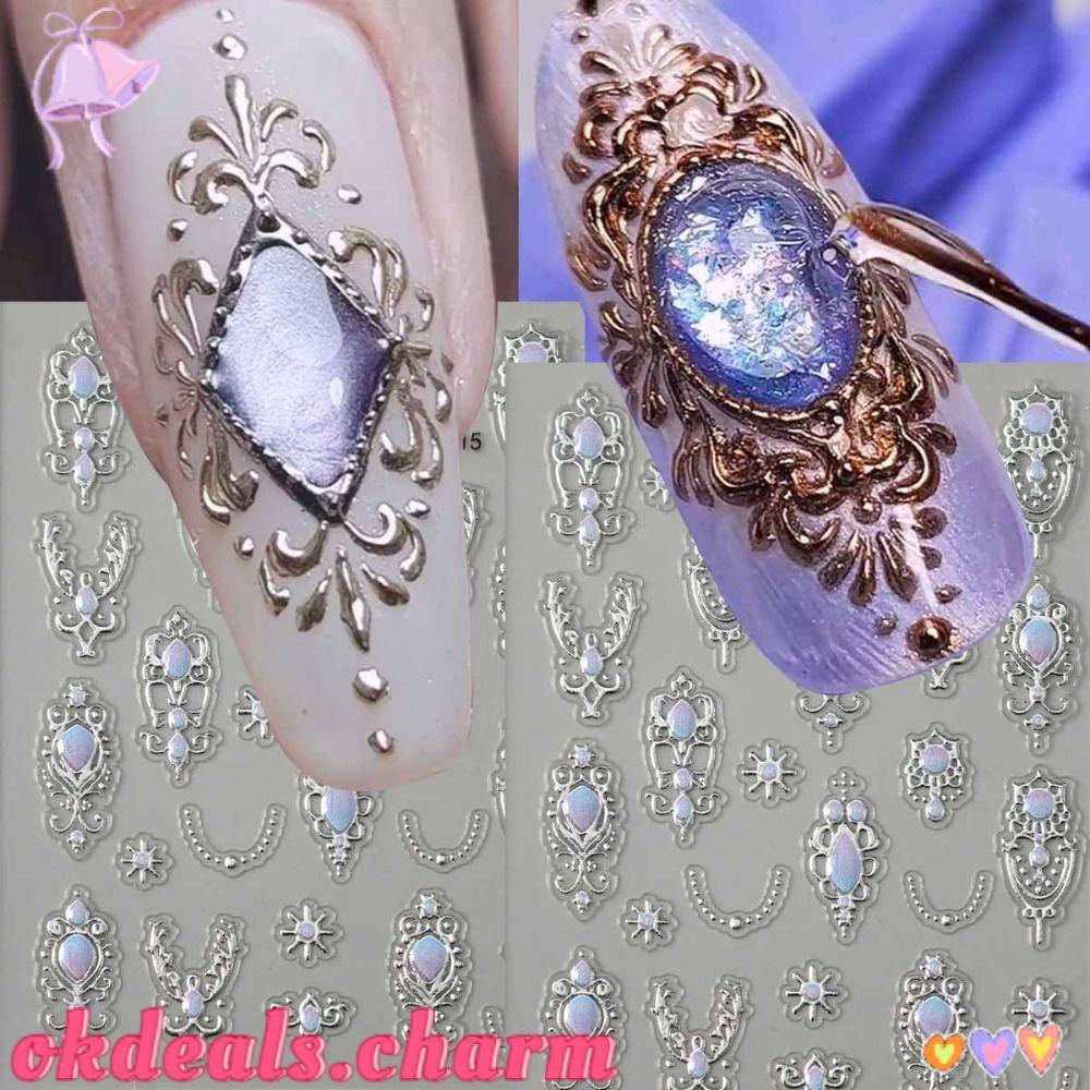 OKDEALS 5D Nail Art Adesivos , Luxuosos E Brilhantes Decalques De Arte Em Unhas Com Cetro Barroco , Retrô