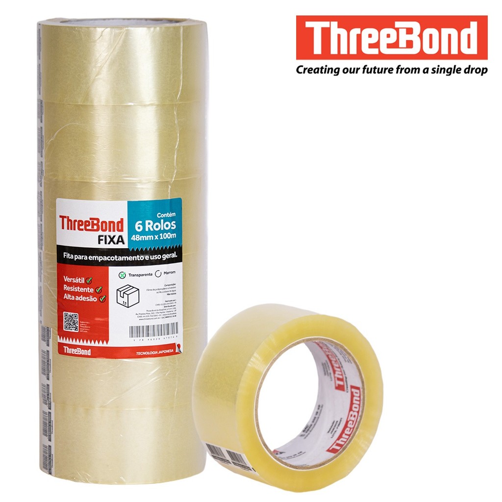 Kit Fitas Adesivas Transparente Threebond 48mm X 100 metros Torre com 4, 8 ou 12 unidades em Oferta na Shopee