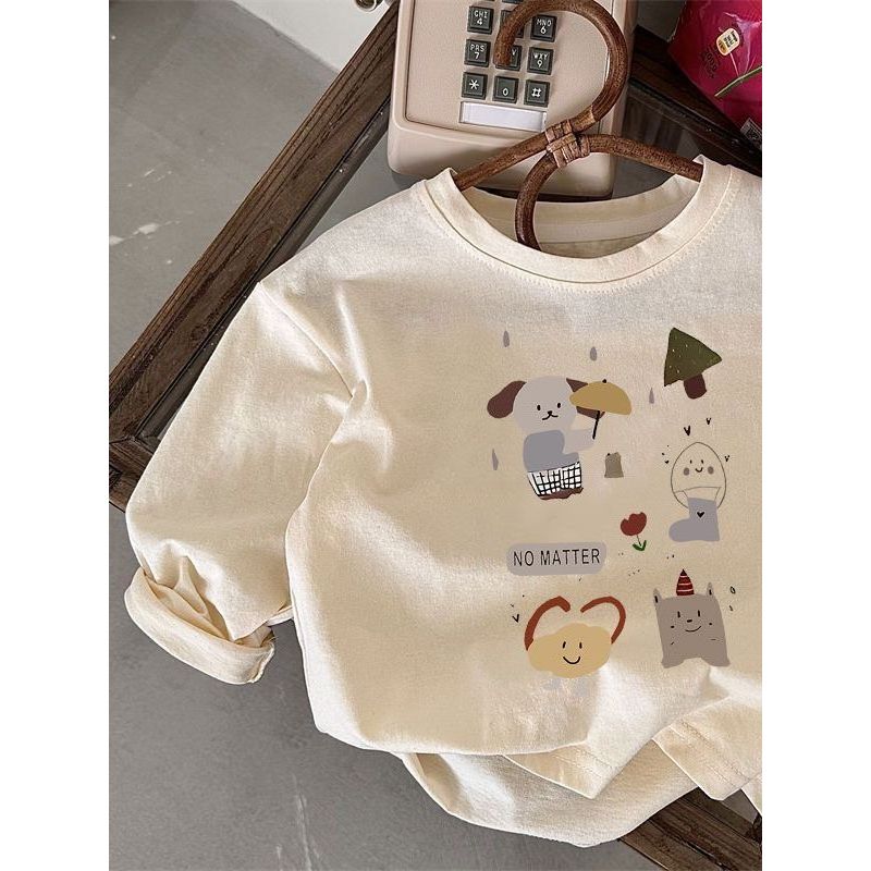100% algodão crianças Bottoming topo roupas infantis novo estilo de manga comprida camiseta versão coreana solta Casual 