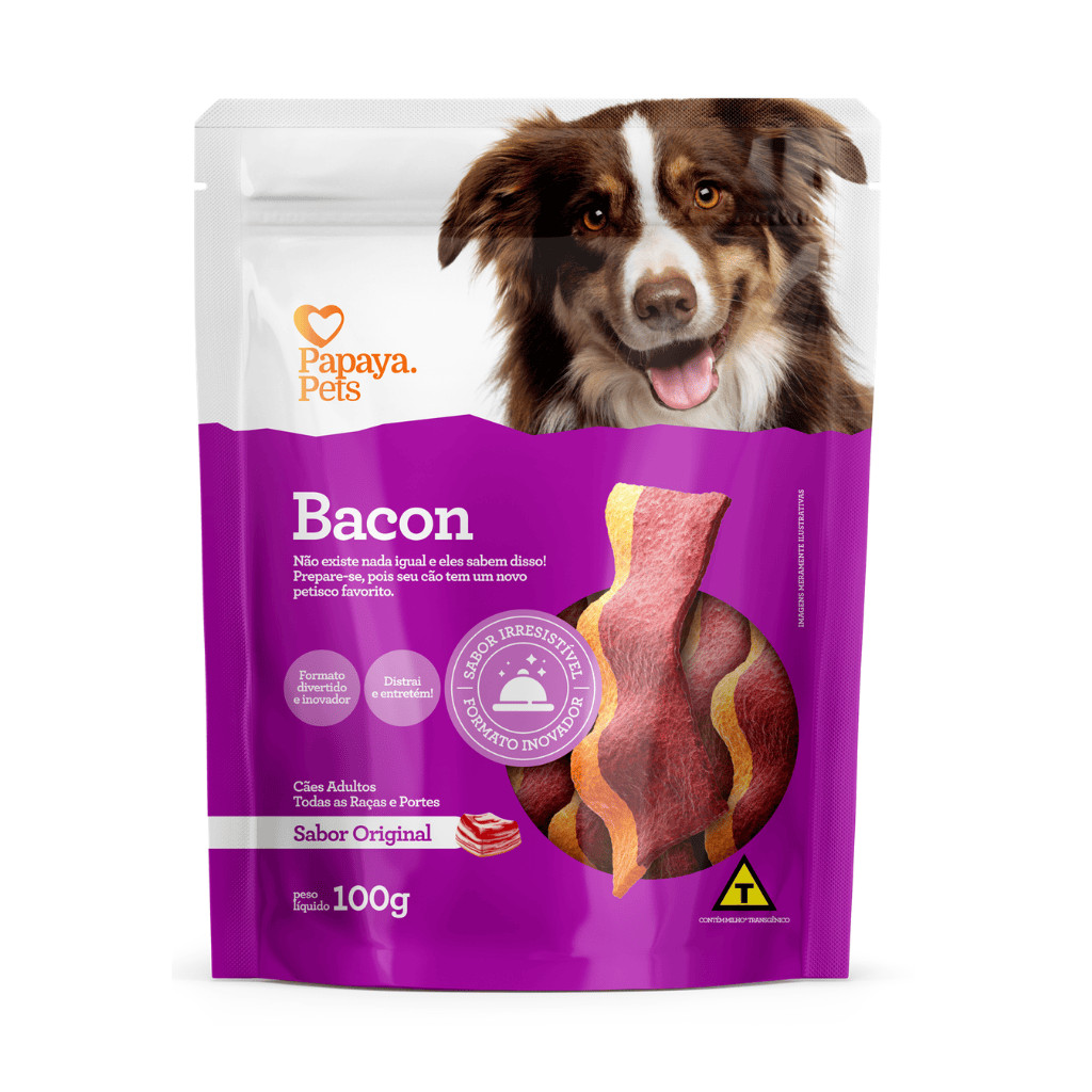 Petisco Sabor Original Bacon Papaya Pets 100g Para Caes Pets