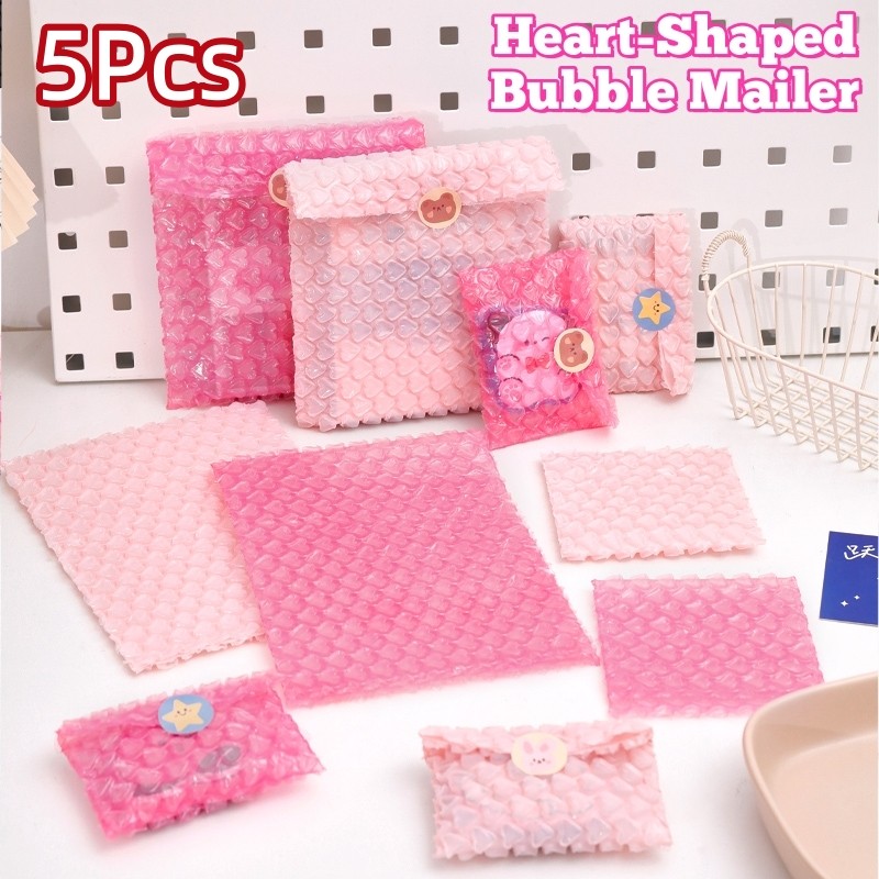 5 Unidades De Sacos De Envelope Bolha Rosa Para O Dia Dos Namorados , Saco De Bolhas Com Selo Automático